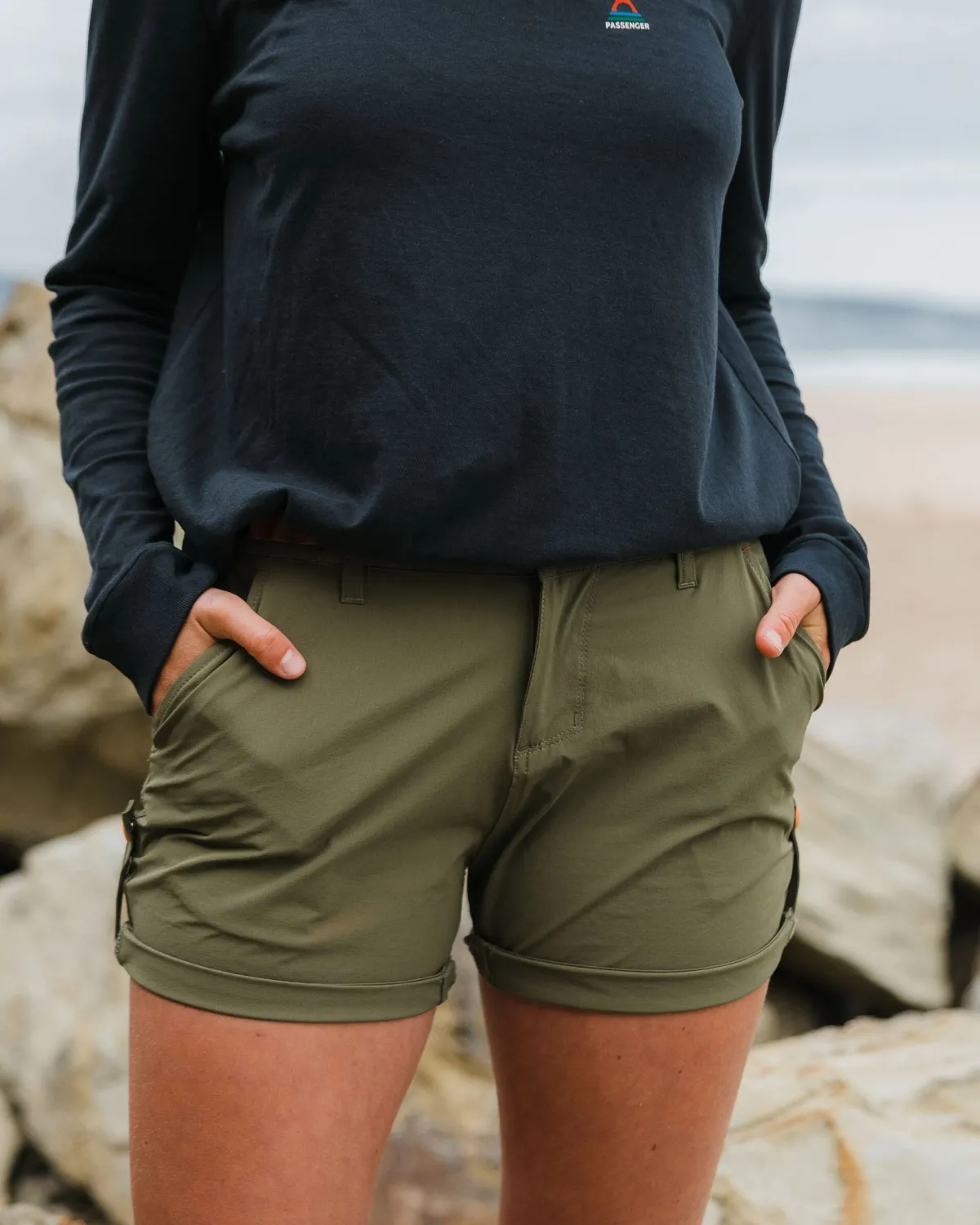 Shorts|Outdoor Active|Passenger 365 Trail Roll Up Short - Khaki Green KhakiGreen