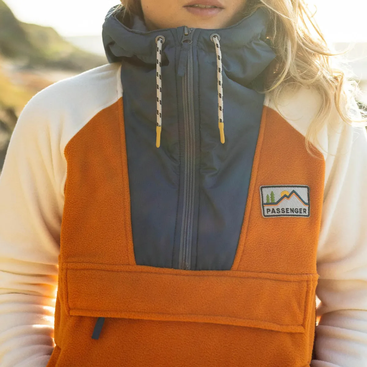 Fleece|Fleece|Passenger Alexander Recycled Polar Hooded Fleece - Sunrise Orange SunriseOrange
