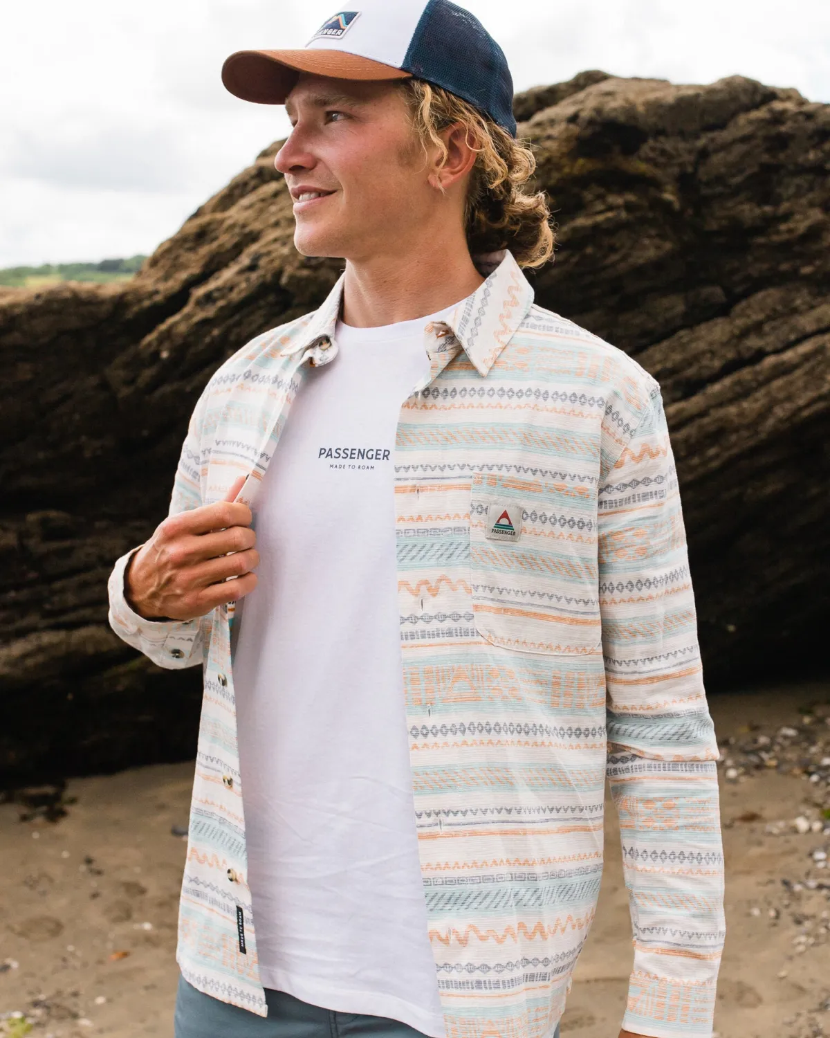Shirts|Shirts|Passenger Amboro Organic Cotton Long Sleeve Shirt - Patchwork Stripe Birch PatchworkStripeBirch