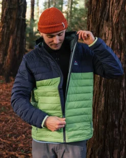 Jackets|Outdoor Active|Passenger Ashland Recycled Down Jacket - Rich Navy/Pear Green RichNavy/PearGreen