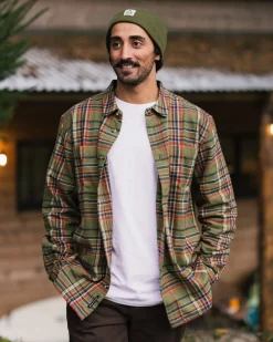 Shirts|Passenger Backcountry Long Sleeve Shirt - Khaki Green Check KhakiGreenCheck