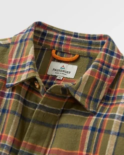 Shirts|Passenger Backcountry Long Sleeve Shirt - Khaki Green Check KhakiGreenCheck