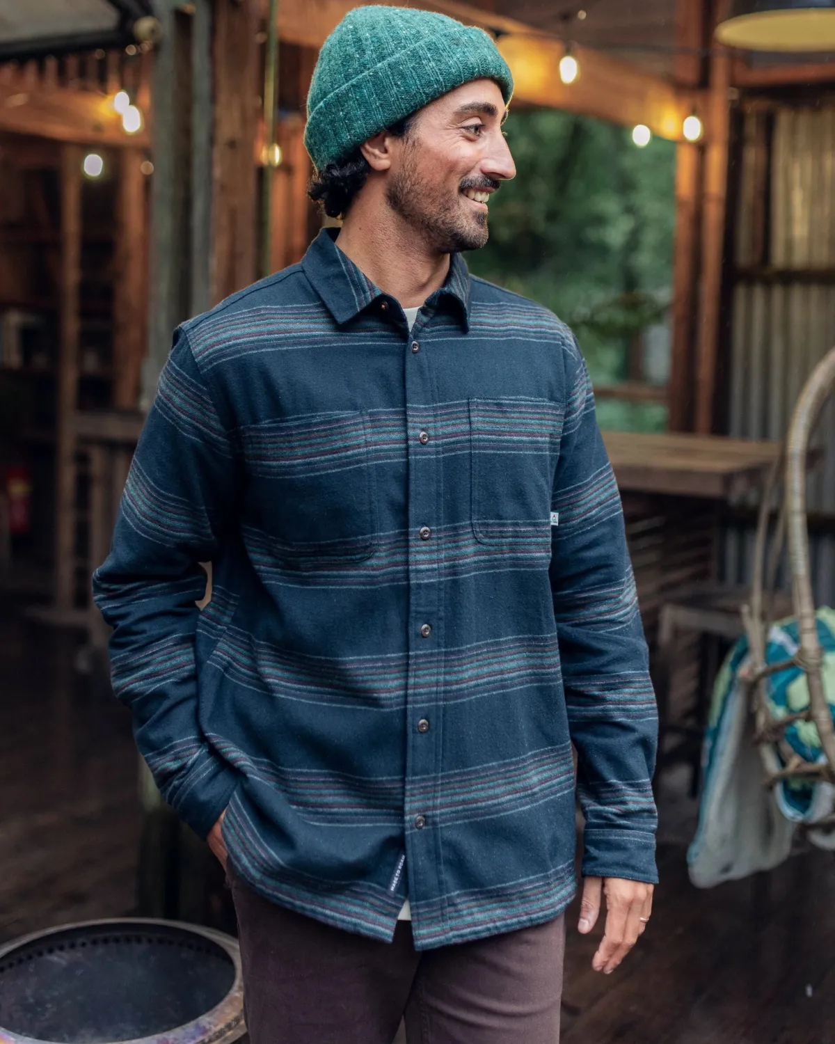 Shirts|Shirts|Passenger Backcountry Long Sleeve Stripe Shirt - Black Stripe BlackStripe