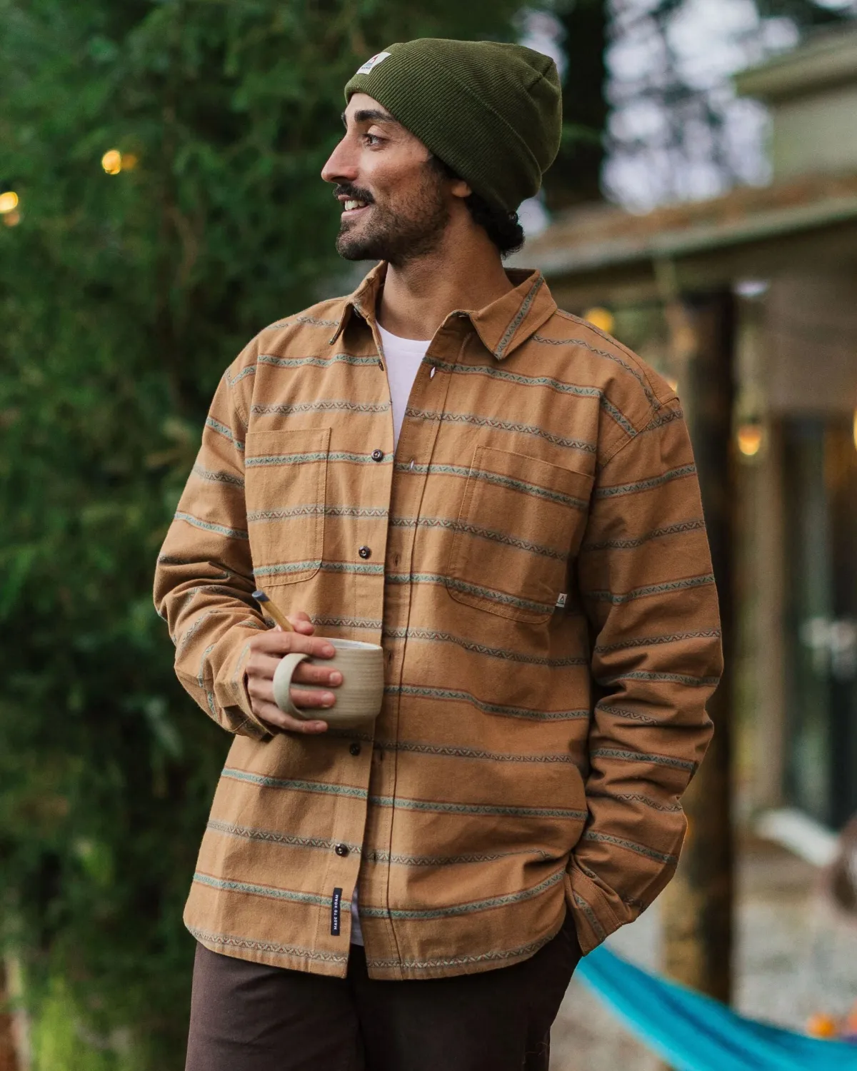 Shirts|Shirts|Passenger Backcountry Stripe Long Sleeve Shirt - Toffee Jacquard ToffeeJacquard
