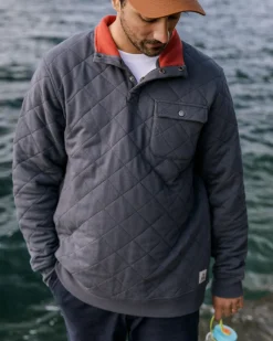 Sweatshirts|Passenger Bark Recycled Quilted Button Up Sweatshirt - Charcoal