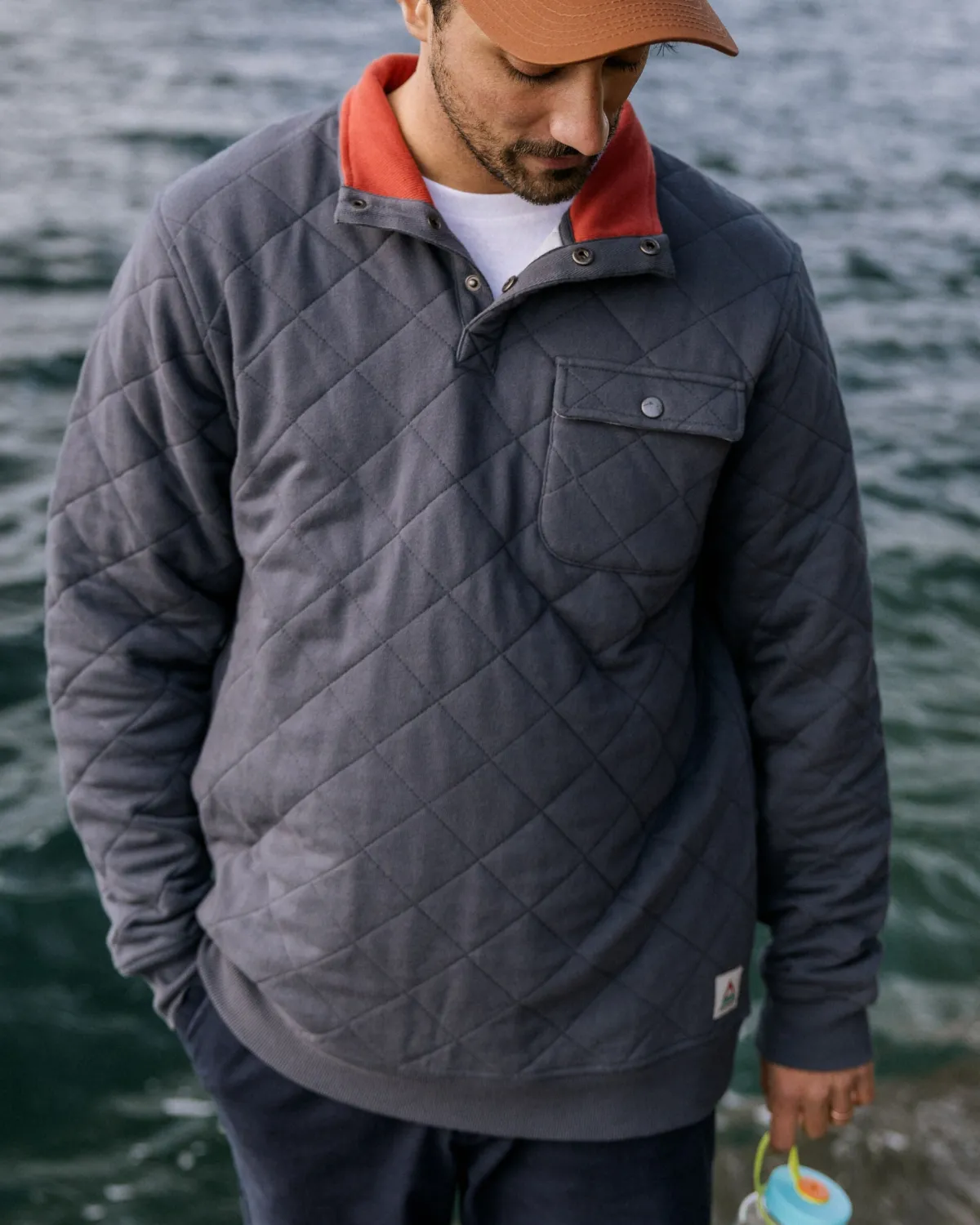 Sweatshirts|Passenger Bark Recycled Quilted Button Up Sweatshirt - Charcoal