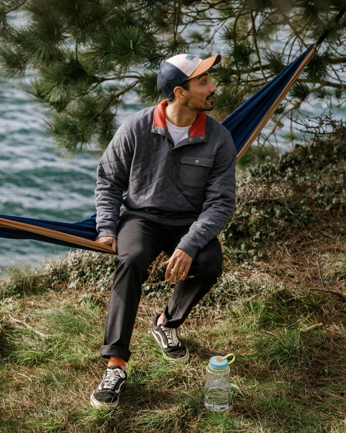 Sweatshirts|Passenger Bark Recycled Quilted Button Up Sweatshirt - Charcoal