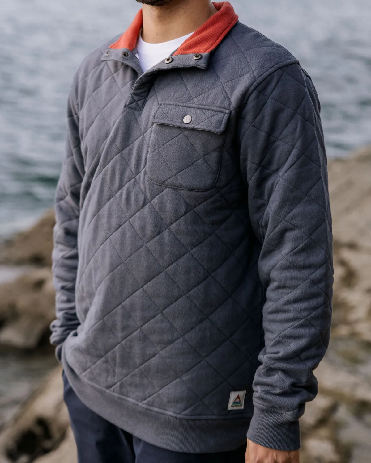 Sweatshirts|Passenger Bark Recycled Quilted Button Up Sweatshirt - Charcoal