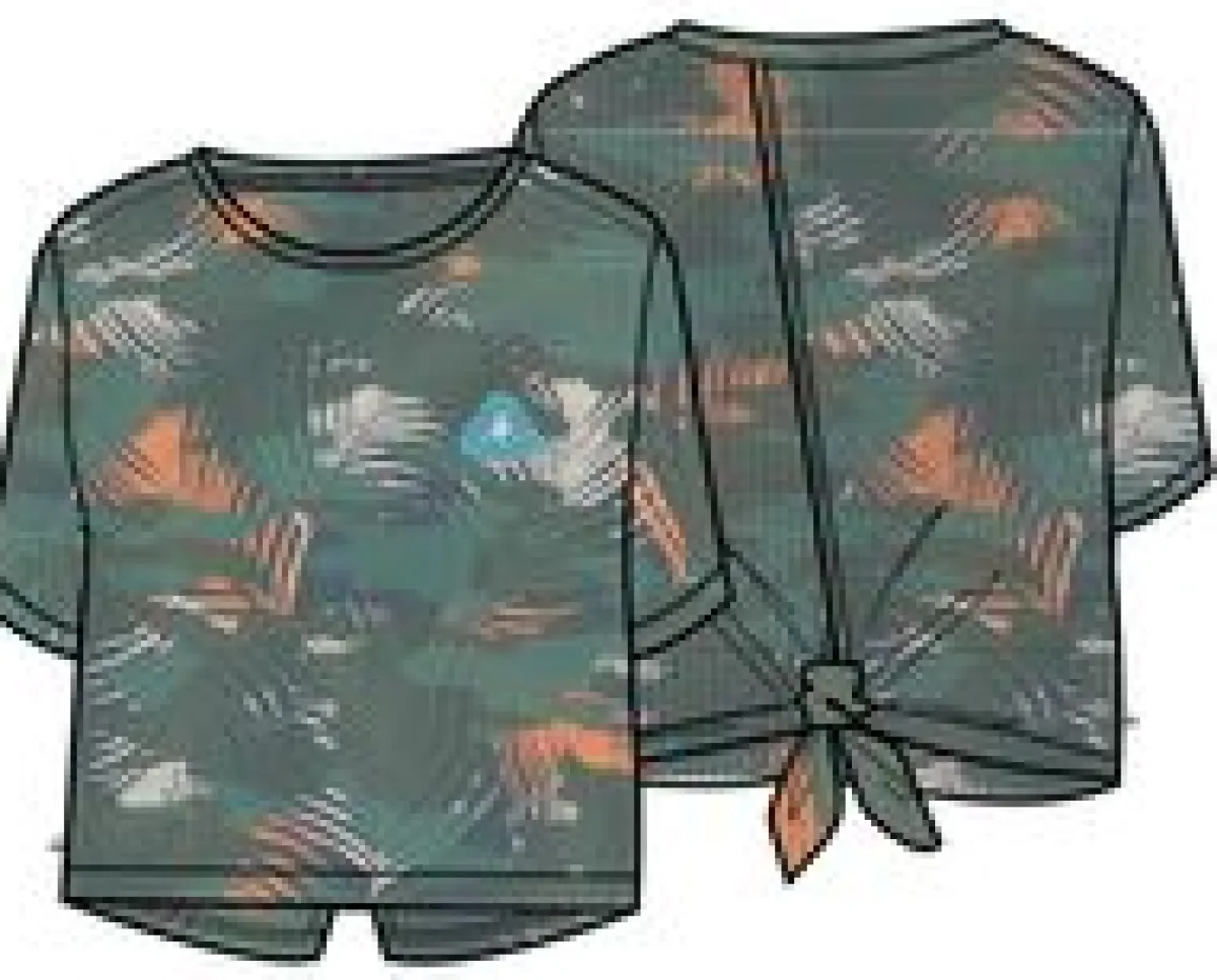 T-Shirts & Tank Tops|Tops|Passenger Chakra Tie Back Active Recycled T-Shirt - Palm Camo Deep Sea PalmCamoDeepSea