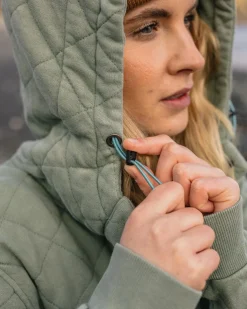 Hoodies|Hoodies & Sweatshirts|Passenger Clementine Recycled Quilted Button Up Hoodie - Pistachio