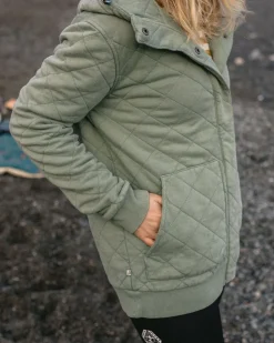 Hoodies|Hoodies & Sweatshirts|Passenger Clementine Recycled Quilted Button Up Hoodie - Pistachio