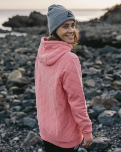 Hoodies|Hoodies & Sweatshirts|Passenger Clementine Recycled Quilted Button Up Hoodie - Shell Pink ShellPink