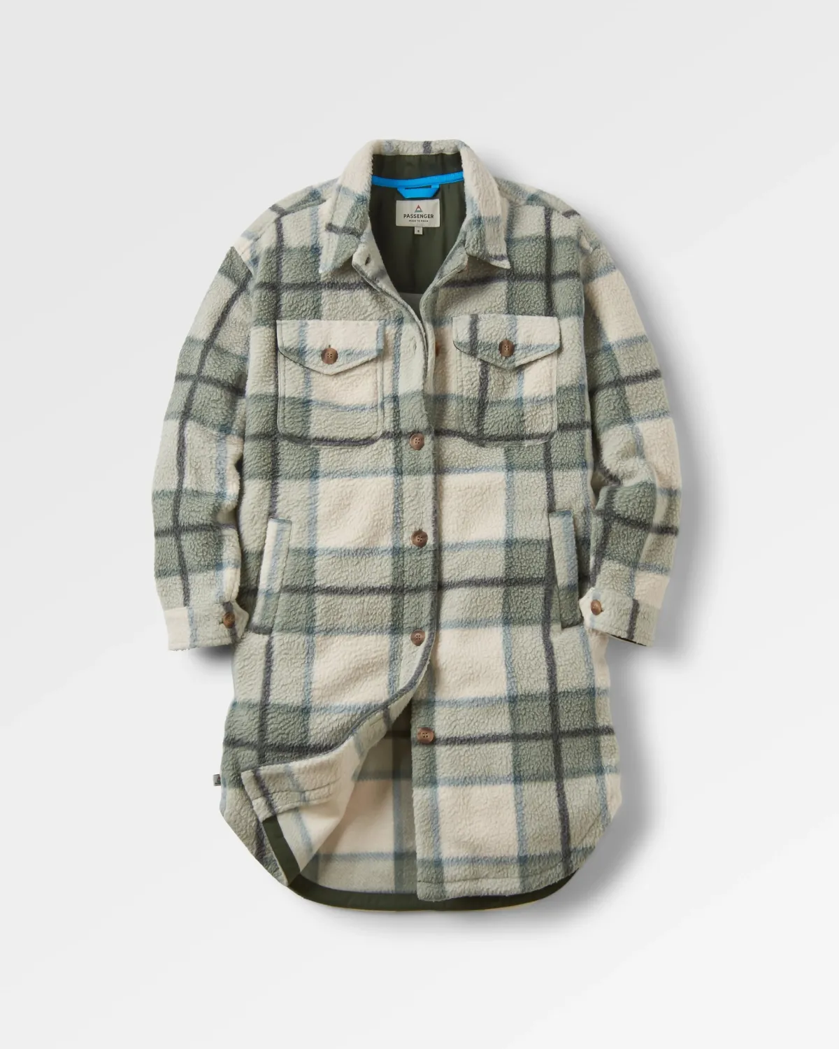Shirts|Passenger Cloudy Recycled Sherpa Fleece Shirt - Pistachio Check PistachioCheck