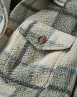 Shirts|Passenger Cloudy Recycled Sherpa Fleece Shirt - Pistachio Check PistachioCheck