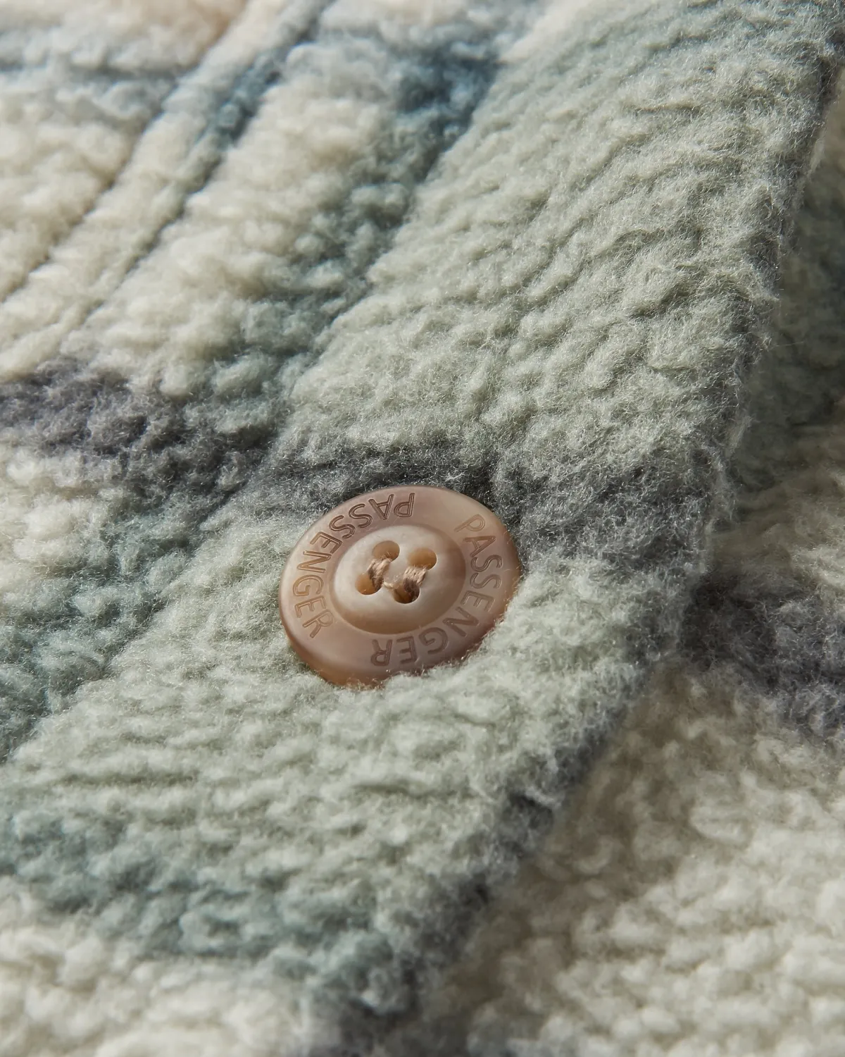 Shirts|Passenger Cloudy Recycled Sherpa Fleece Shirt - Pistachio Check PistachioCheck
