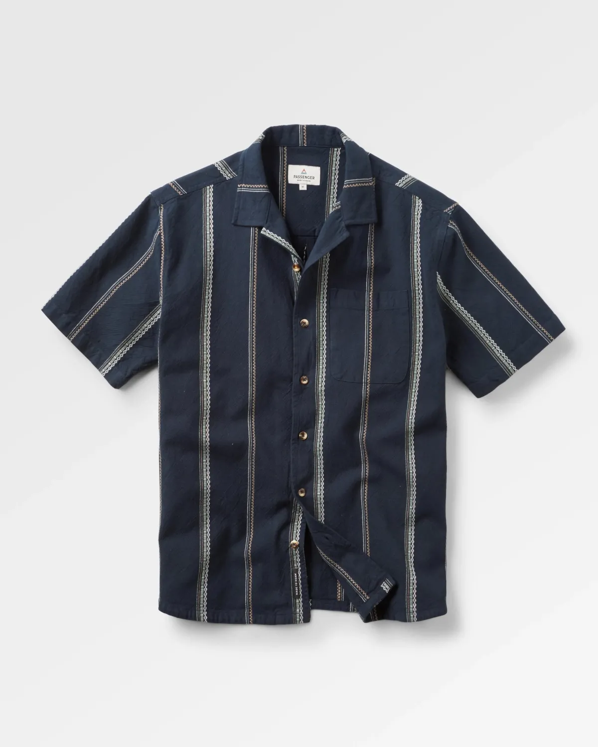 Shirts|Shirts|Passenger Cove Organic Cotton Short Sleeve Shirt - Deep Navy Jacquard Stripe DeepNavyJacquardStripe