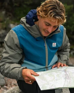Jackets|Outdoor Active|Passenger Downpour Recycled Waterproof Jacket - Tidal Blue/Arctic/Dusty Olive TidalBlue/Arctic/DustyOlive