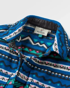 Fleece|Shirts|Passenger East Recycled Polar Fleece Long Sleeve Shirt - Mountain Geo Tidal Blue MountainGeoTidalBlue