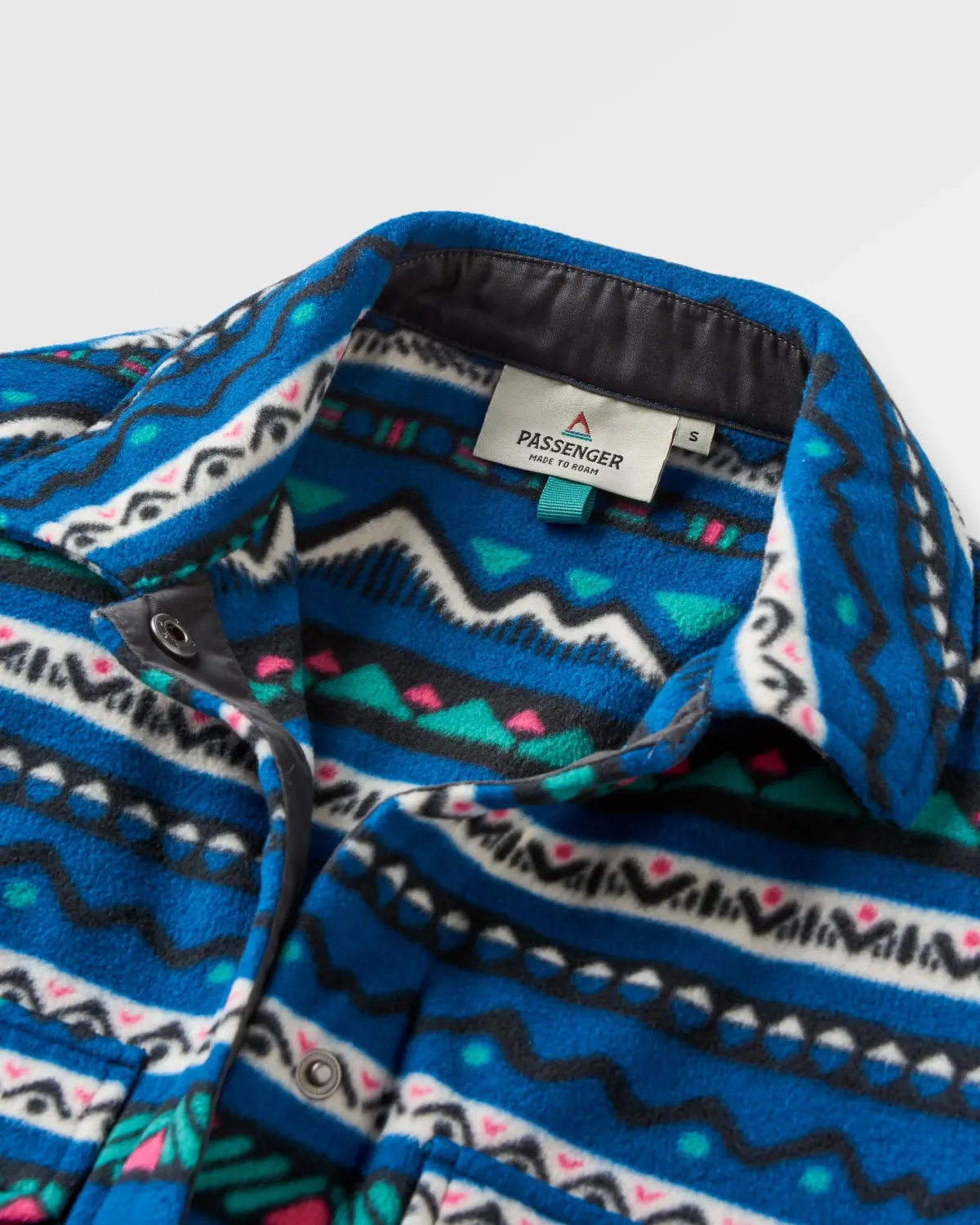 Fleece|Shirts|Passenger East Recycled Polar Fleece Long Sleeve Shirt - Mountain Geo Tidal Blue MountainGeoTidalBlue