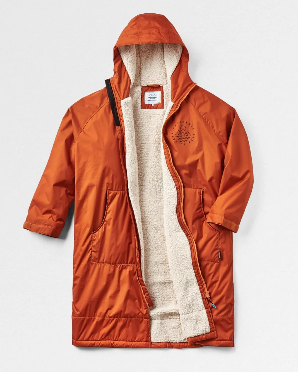 Surf Accessories|Surf Accessories|Passenger Escapism Recycled Sherpa Lined Changing Robe - Rust