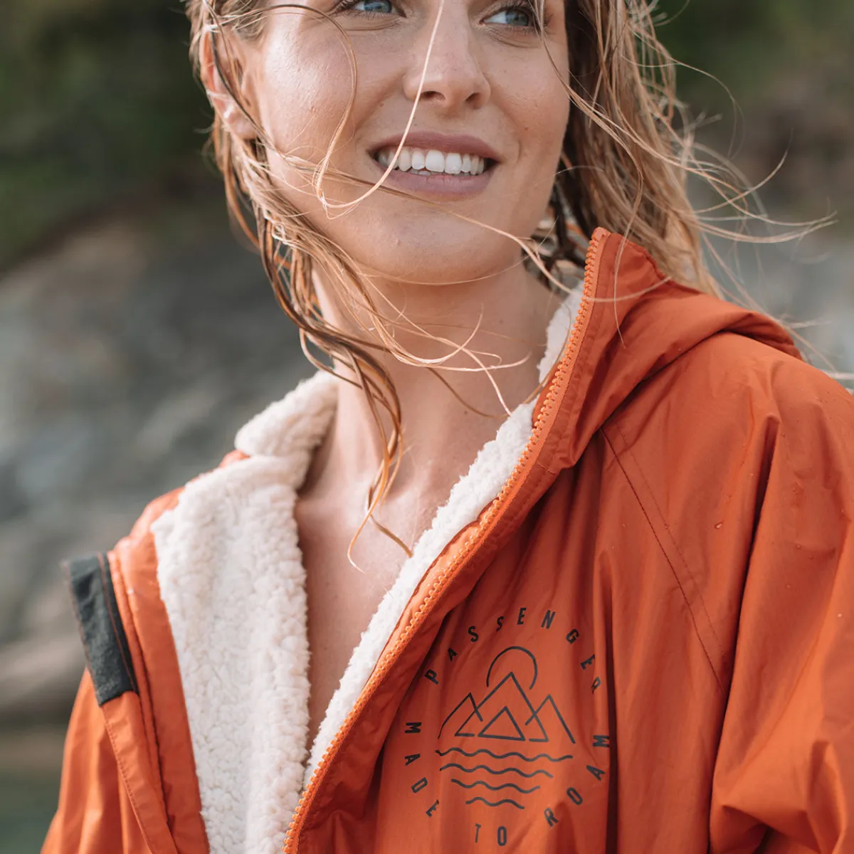 Surf Accessories|Surf Accessories|Passenger Escapism Recycled Sherpa Lined Changing Robe - Rust