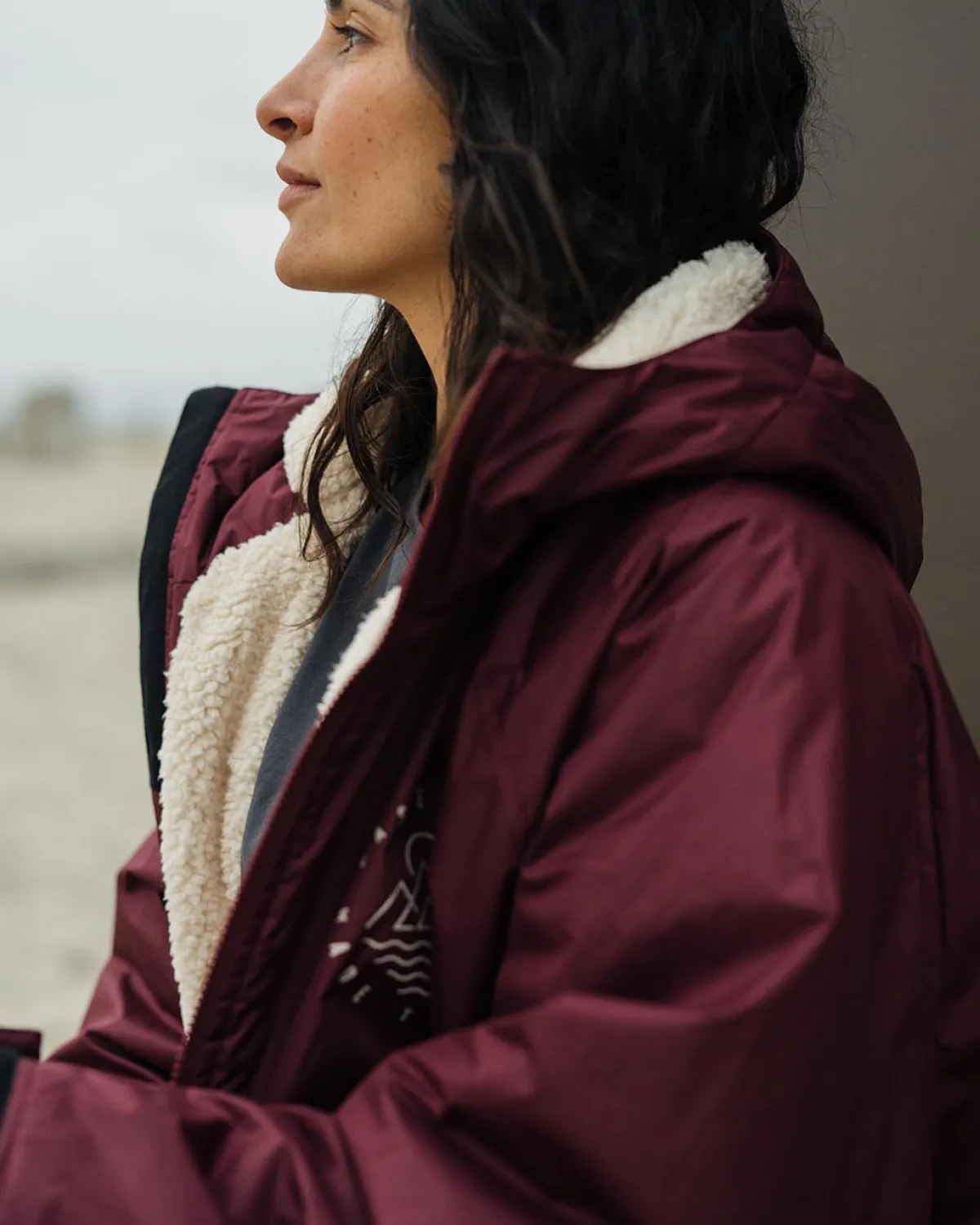 Surf Accessories|Surf Accessories|Passenger Escapism Recycled Sherpa Lined Changing Robe - Windsor Wine WindsorWine