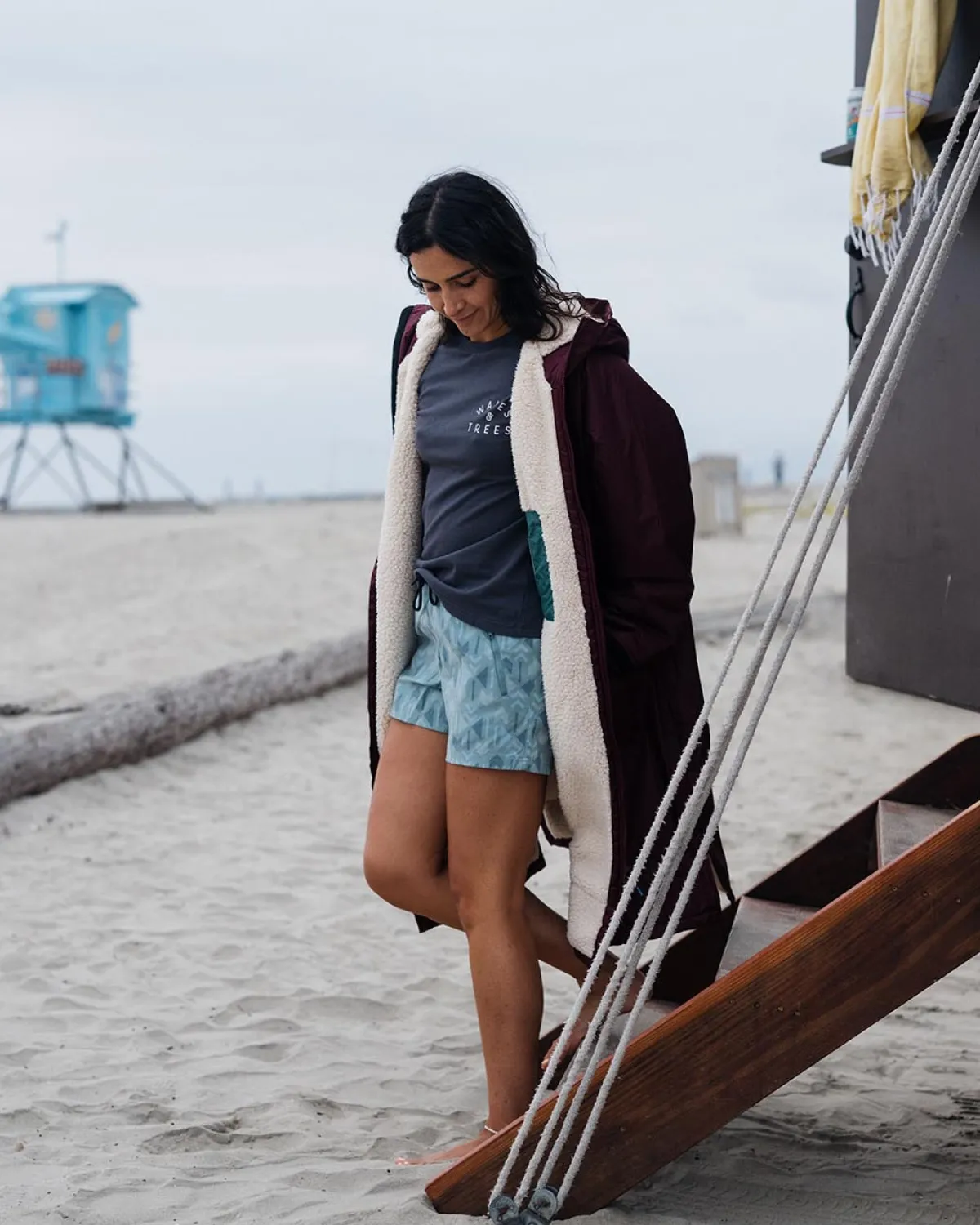 Surf Accessories|Surf Accessories|Passenger Escapism Recycled Sherpa Lined Changing Robe - Windsor Wine WindsorWine