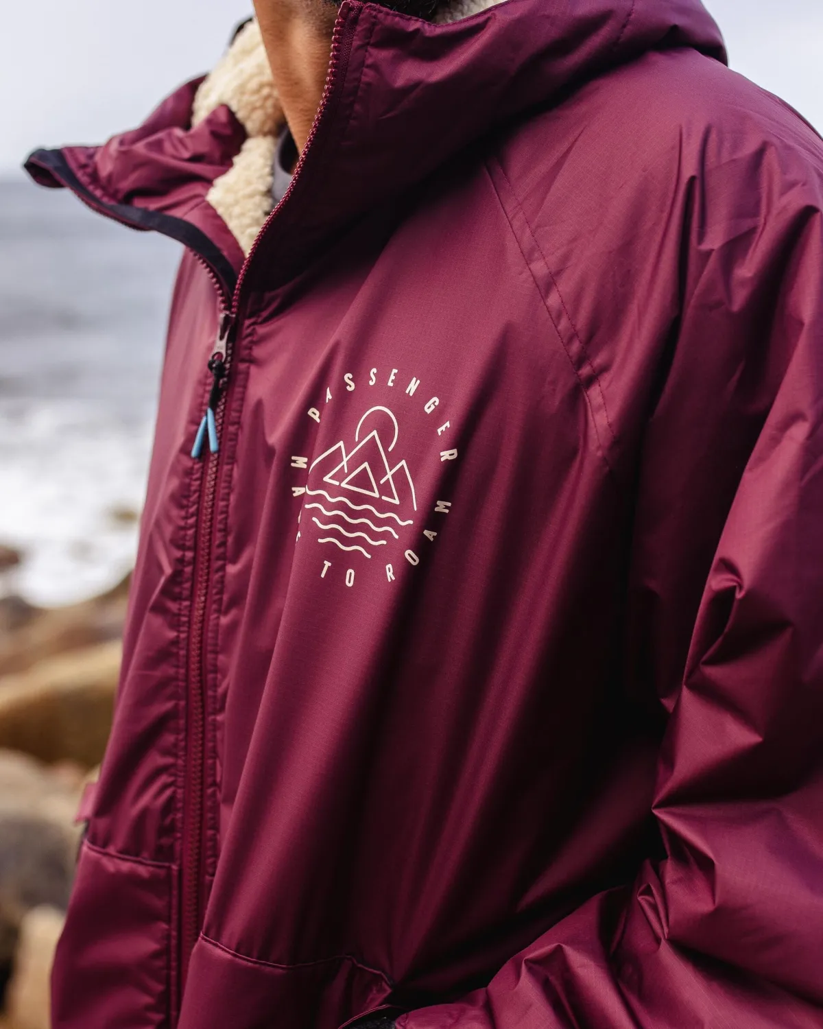 Surf Accessories|Surf Accessories|Passenger Escapism Recycled Sherpa Lined Changing Robe - Windsor Wine WindsorWine