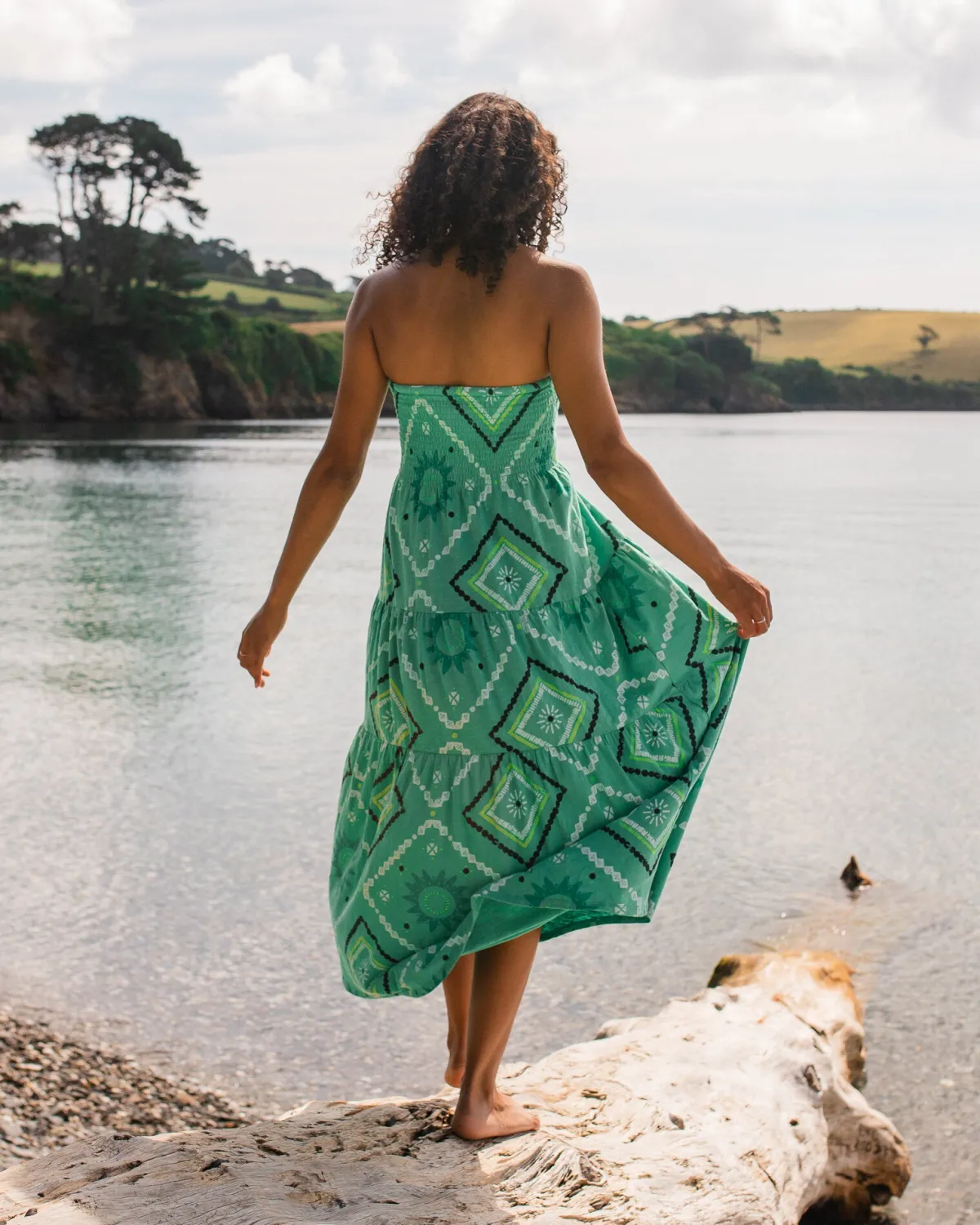 Dresses|Dresses & Skirts|Passenger Fareway Recycled Cotton Maxi Skirt - Sunburst Green Spruce SunburstGreenSpruce