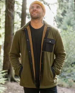 Fleece|Shirts|Passenger Firelight Sherpa Lined Shirt Jacket - Khaki Green KhakiGreen