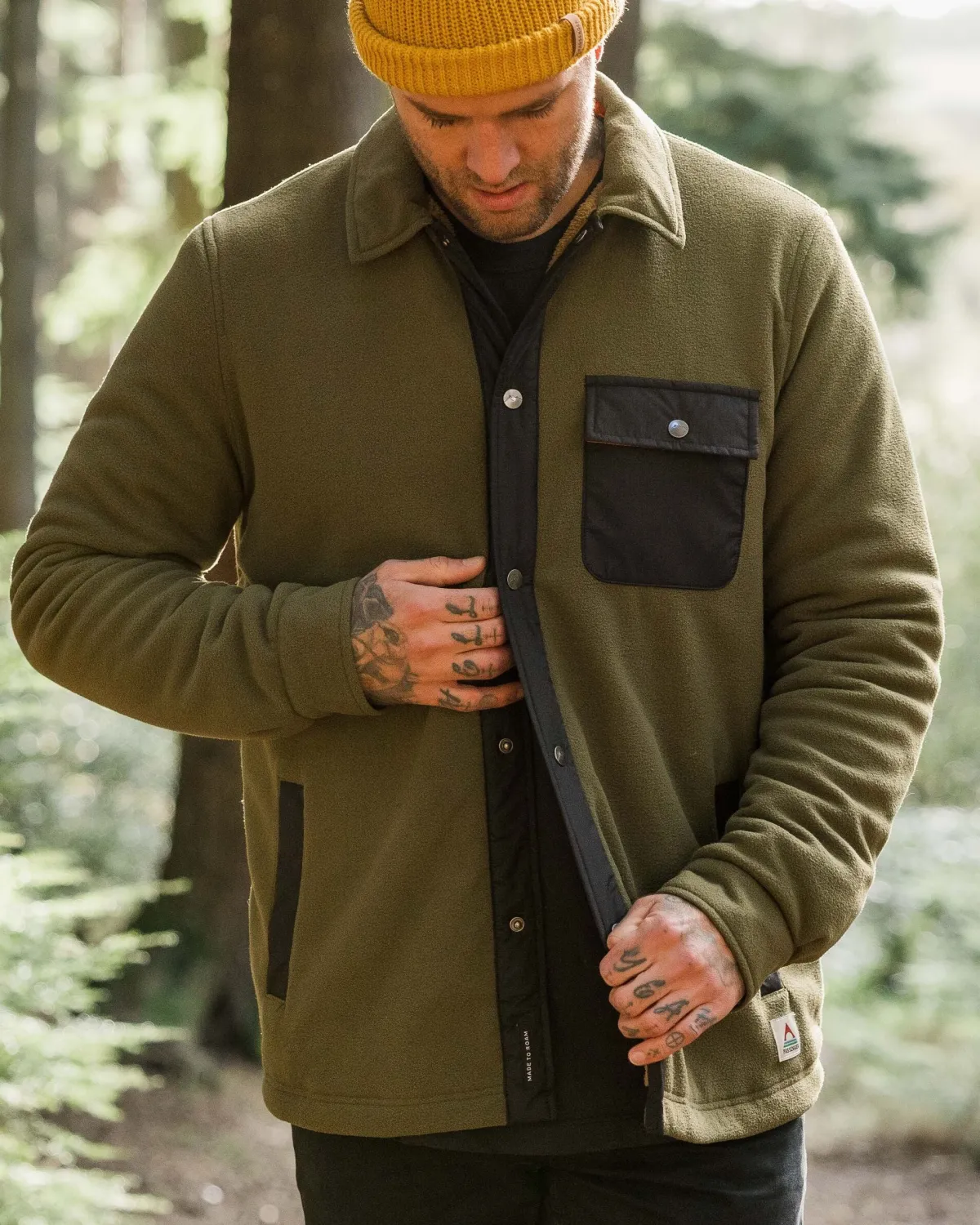 Fleece|Shirts|Passenger Firelight Sherpa Lined Shirt Jacket - Khaki Green KhakiGreen