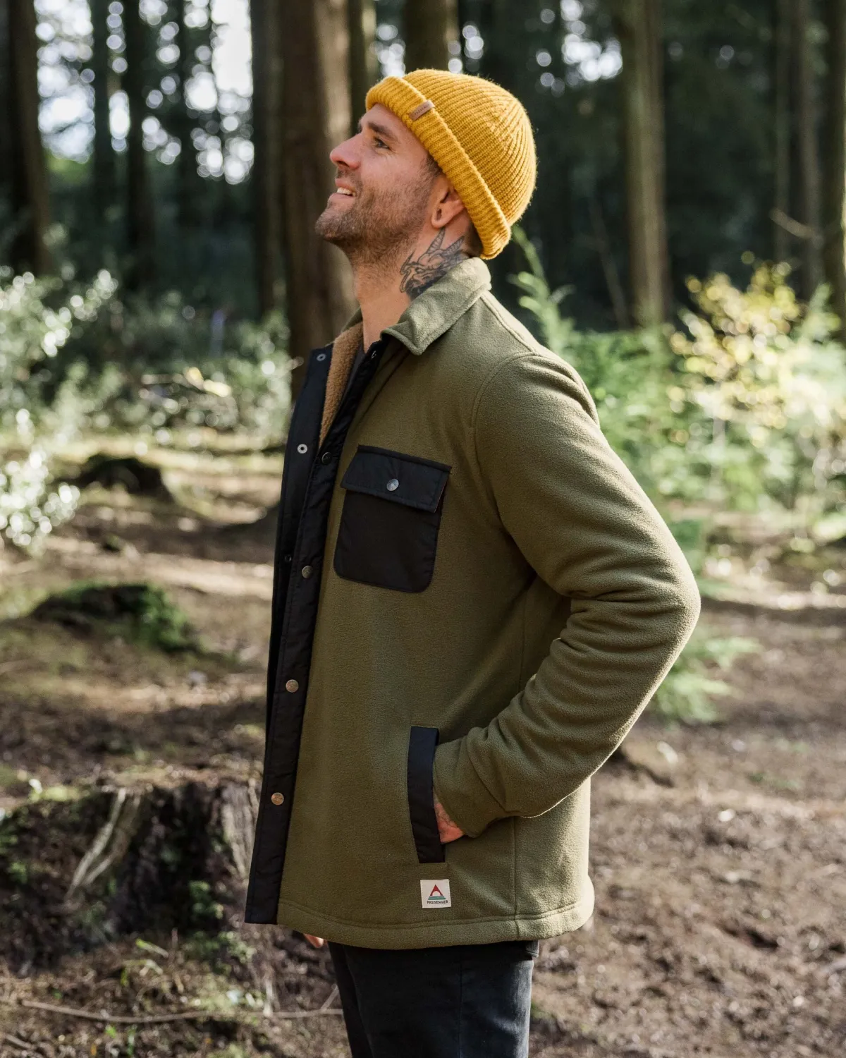 Fleece|Shirts|Passenger Firelight Sherpa Lined Shirt Jacket - Khaki Green KhakiGreen
