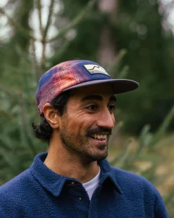 Hats & Caps|Passenger Fixie Recycled Flannel 5 Panel Hat - Rich Navy/ Red Ochre Check RichNavy/RedOchreCheck