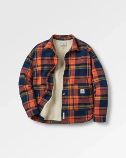Shirts|Shirts|Passenger Flint Organic Cotton Shirt Jacket - Rich Navy/Burnt Orange RichNavy/BurntOrange