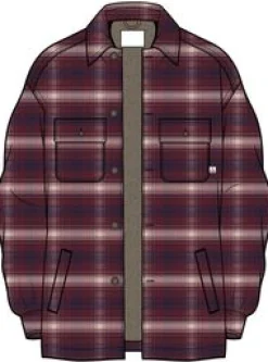 Shirts|Shirts|Passenger Freestyle Sherpa-Lined Shirt Jacket - Wine/Rich Navy Check Wine/RichNavyCheck