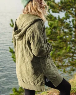 Hoodies|Hoodies & Sweatshirts|Passenger Getaway Recycled Quilted Full Zip Hoodie - Khaki Green KhakiGreen