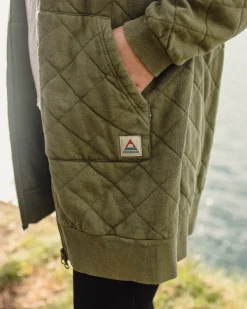 Hoodies|Hoodies & Sweatshirts|Passenger Getaway Recycled Quilted Full Zip Hoodie - Khaki Green KhakiGreen