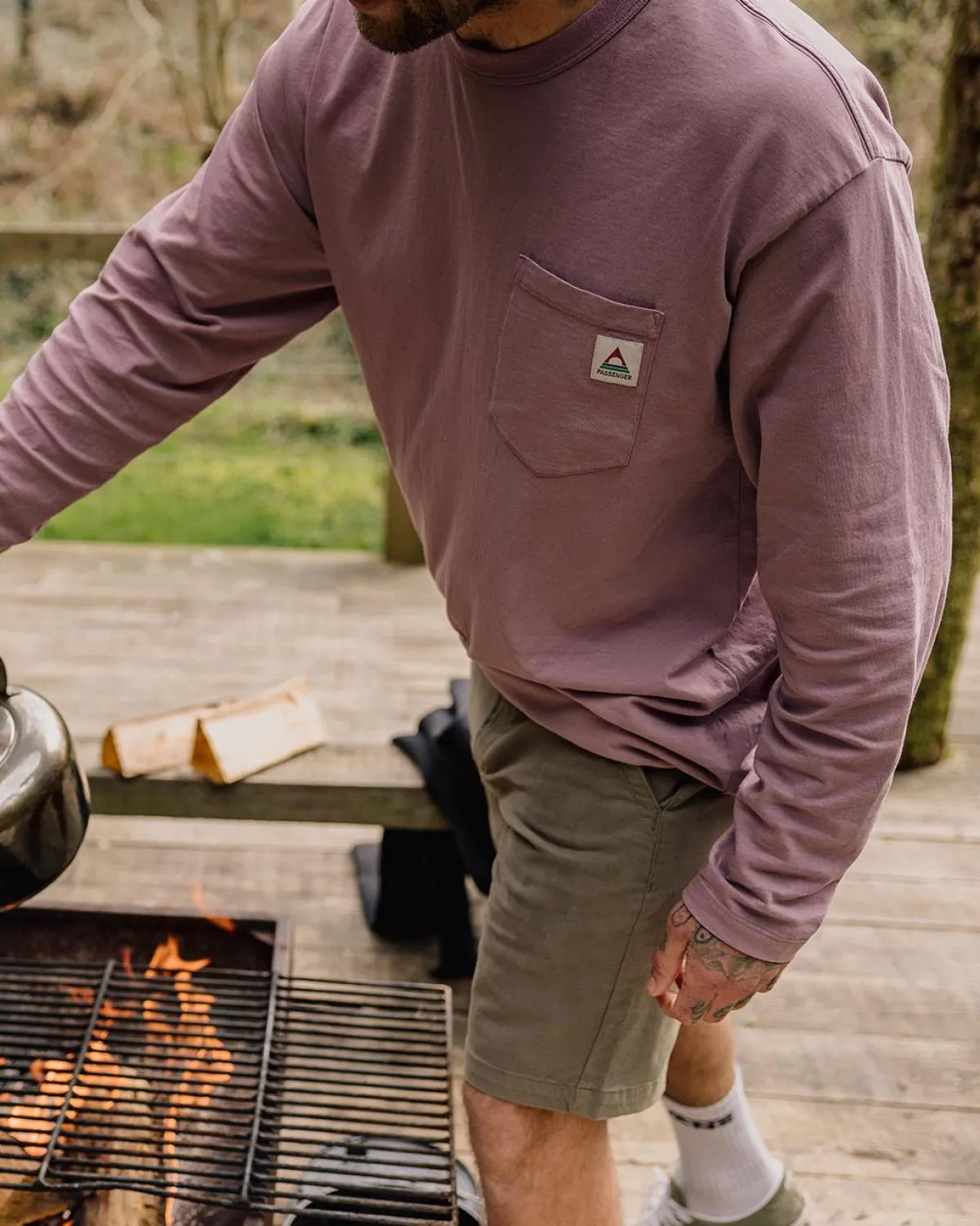 T-Shirts & Tank Tops|T-Shirts & Tank Tops|Passenger Heritage Recycled Relaxed Fit Long Sleeve T-Shirt - Grape