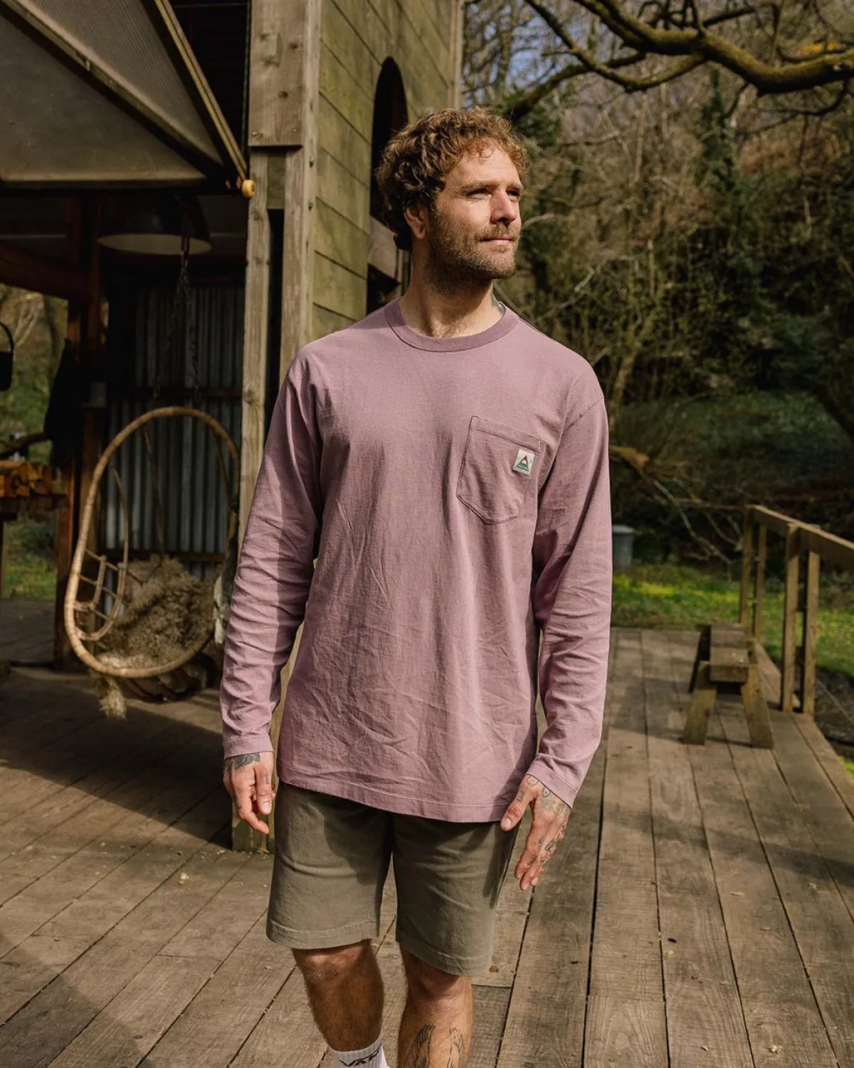 T-Shirts & Tank Tops|T-Shirts & Tank Tops|Passenger Heritage Recycled Relaxed Fit Long Sleeve T-Shirt - Grape