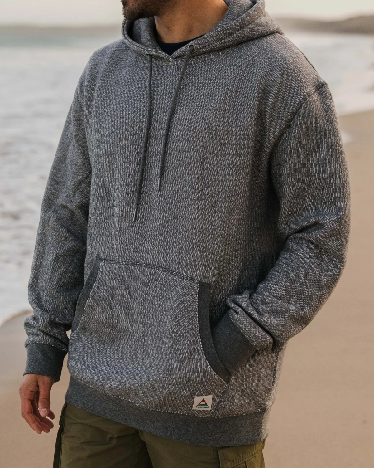 Hoodies|Passenger Heritage Textured Relaxed Fit Hoodie - Charcoal