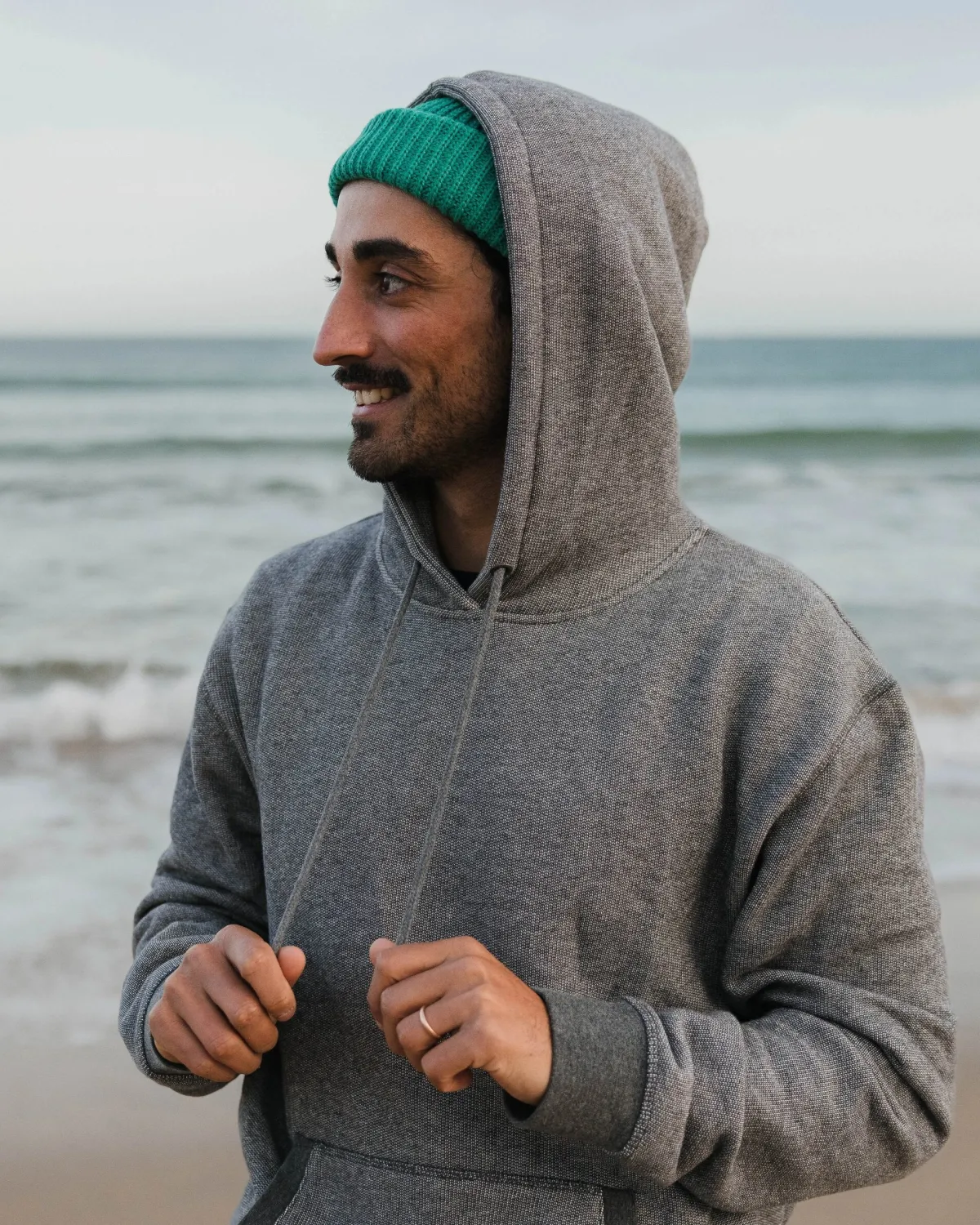 Hoodies|Passenger Heritage Textured Relaxed Fit Hoodie - Charcoal
