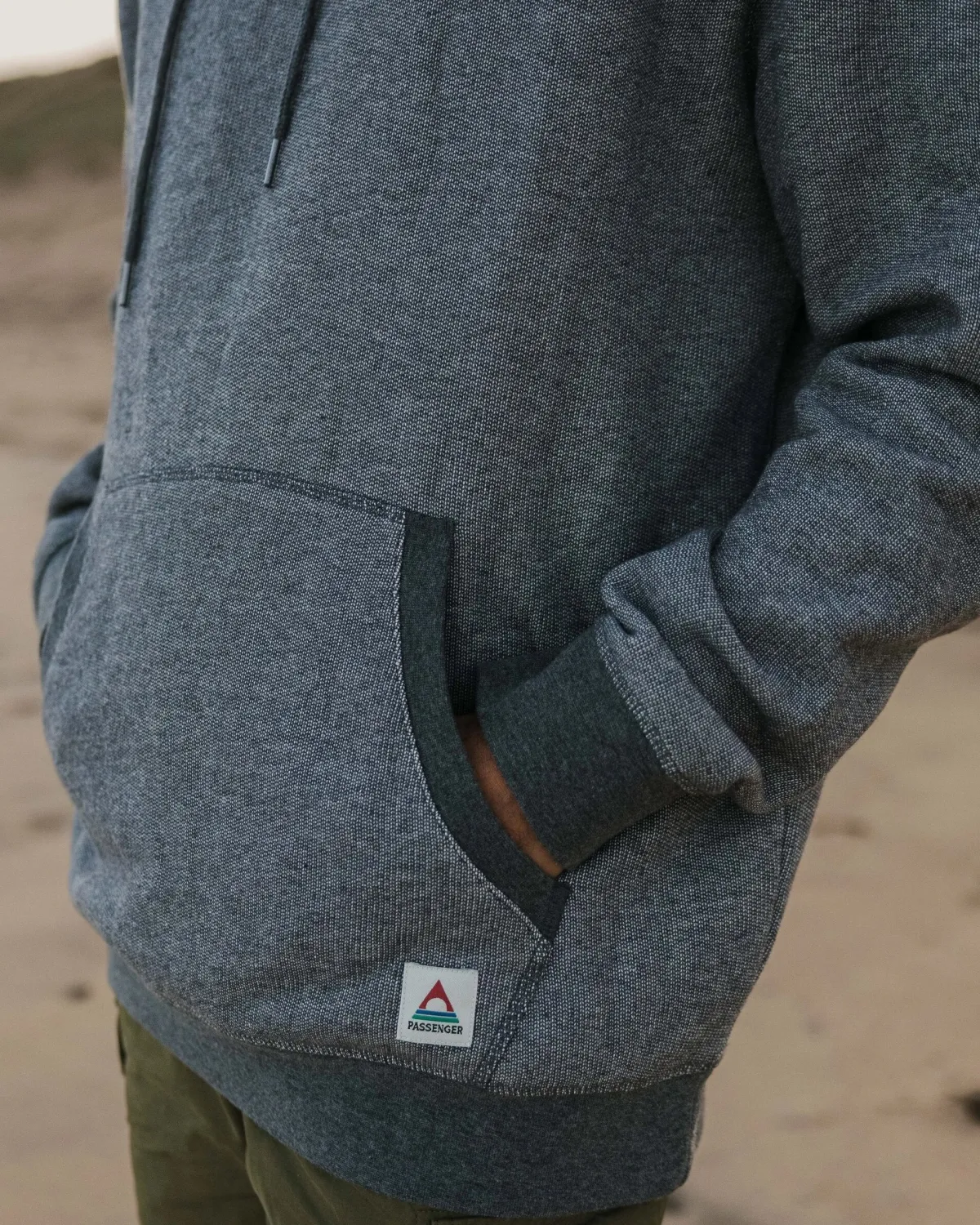 Hoodies|Passenger Heritage Textured Relaxed Fit Hoodie - Charcoal