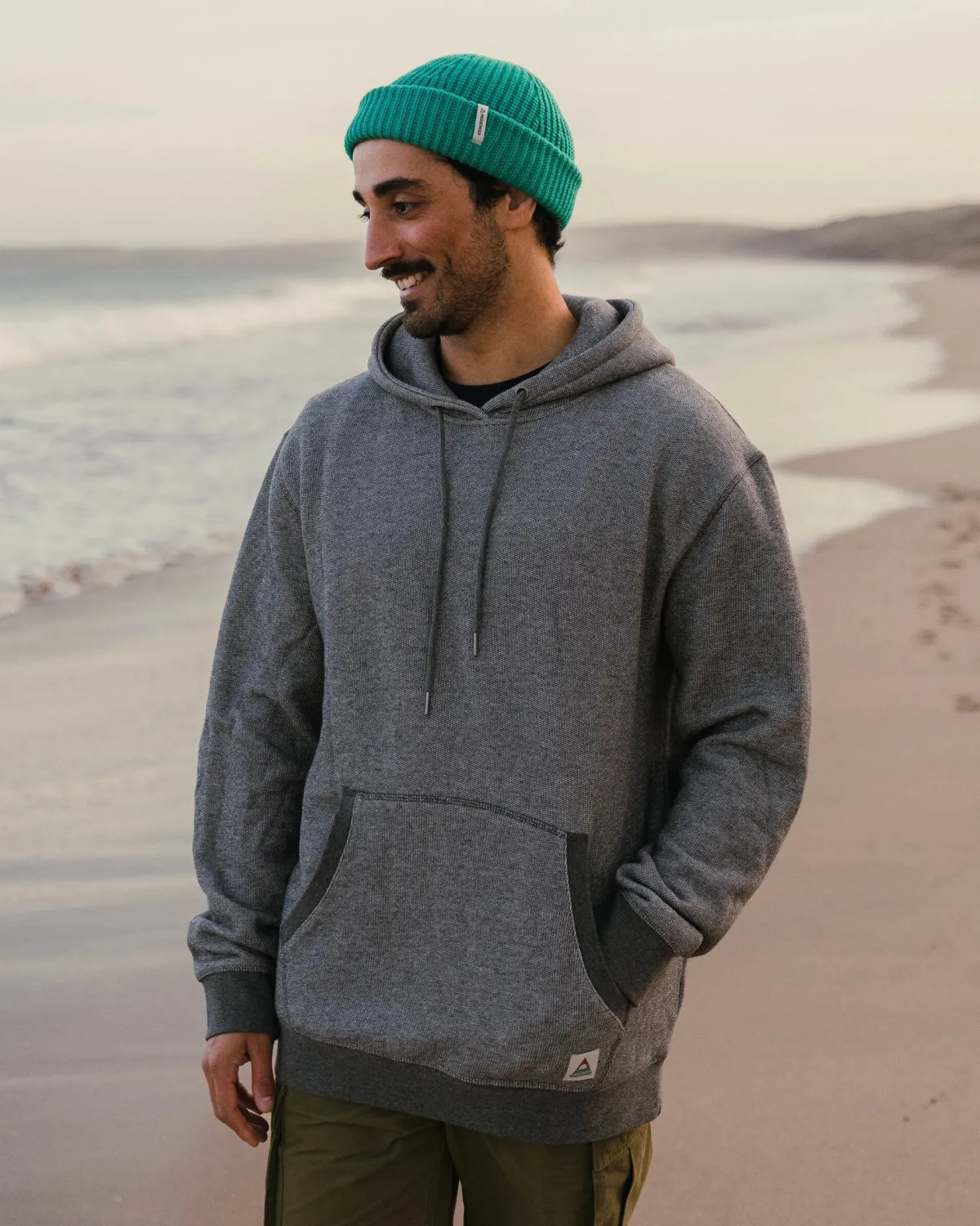 Hoodies|Passenger Heritage Textured Relaxed Fit Hoodie - Charcoal