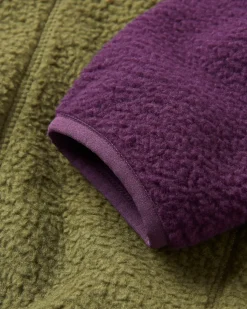 Fleece|Fleece|Passenger Home Recycled Sherpa Fleece - Deep Plum/Khaki Green DeepPlum/KhakiGreen