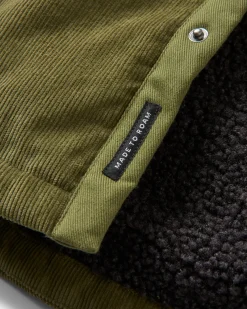 Shirts|Overshirts|Passenger Kodiak 2.0 Sherpa Lined Cord Shirt Jacket - Khaki Green KhakiGreen