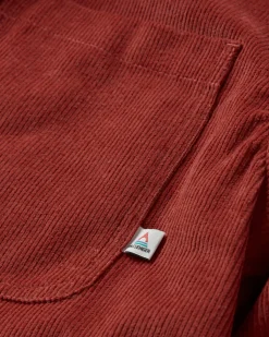 Shirts|Overshirts|Passenger Kodiak 2.0 Sherpa Lined Cord Shirt Jacket - Red Ochre RedOchre