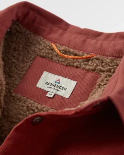 Shirts|Overshirts|Passenger Kodiak 2.0 Sherpa Lined Cord Shirt Jacket - Red Ochre RedOchre