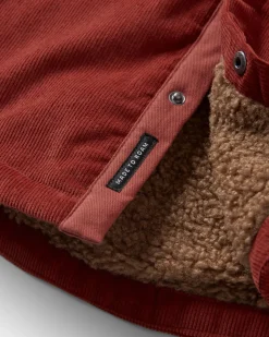 Shirts|Overshirts|Passenger Kodiak 2.0 Sherpa Lined Cord Shirt Jacket - Red Ochre RedOchre