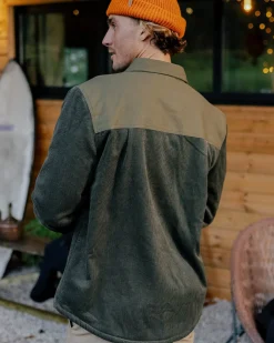 Overshirts|Passenger Kodiak Sherpa Lined Cord Shirt Jacket - Dusty Olive DustyOlive