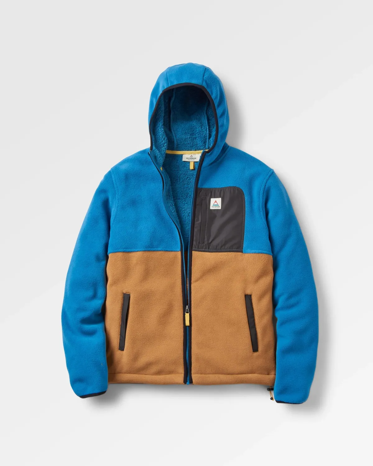 Fleece|Passenger Loch Hooded Recycled Polar Fleece - Toffee/Blue Steel Toffee/BlueSteel